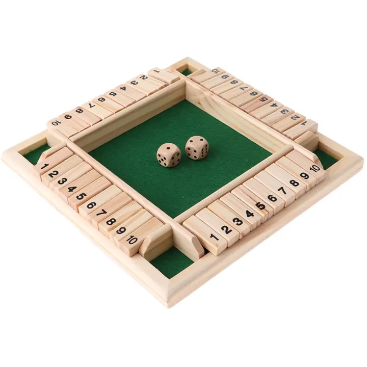 Juego De Dados Shut the Box Tablero De Madera Para 2-4 Jugadores Juego Divertido Con Números 1-10 Juegos De Viaje - 1