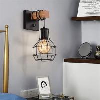 Lámpara De Pared Moderna Retro China Con Base De Madera Y Caja De Luz Negro Para Dormitorio Instalación En La Pared No Incluye Bombilla WL0334 - details 3
