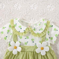 Vestido De Verano Para Bebé Niña Con Pétalos De Algodón Corto Con Mangas Y Tirantes Doble Capa Estilo Cute Para Niñas De 0 a 3 Años - details 5