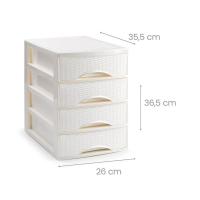 ZYLX SHOPPING - Cajonera Rattan de Sobremesa 2/3/4 Cajones, Blanco o Marrón, Ideal para Escritorio, Baño o Cocina - details 5