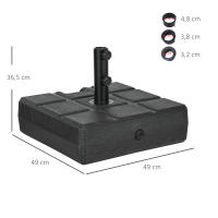 Outsunny Base de Sombrilla Rectangular Soporte para Parasol Rellenable de Agua 30 kg y Arena 40 kg para Poste de Paraguas de Ø32/38/48 mm para Terraza Patio Jardín 49x49x36,5 cm Negro - details 2