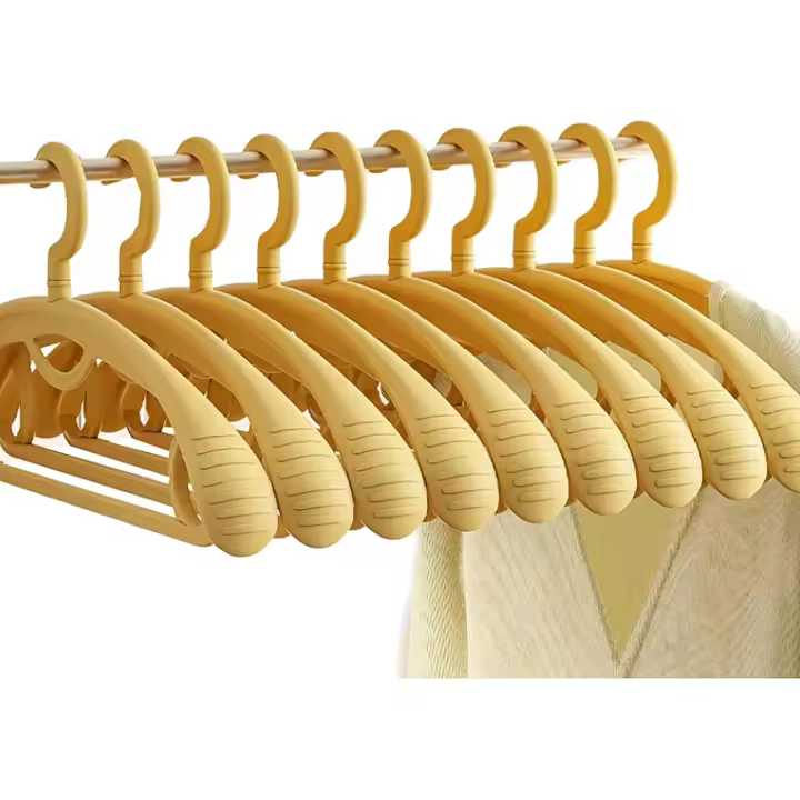 Percha de ropa de plástico, extra Gruesa, de plástico con Helbros anchos, para adultos, rotación de 360 Grados, antideslizante, ideal parusuario, paquete de 10 - 1