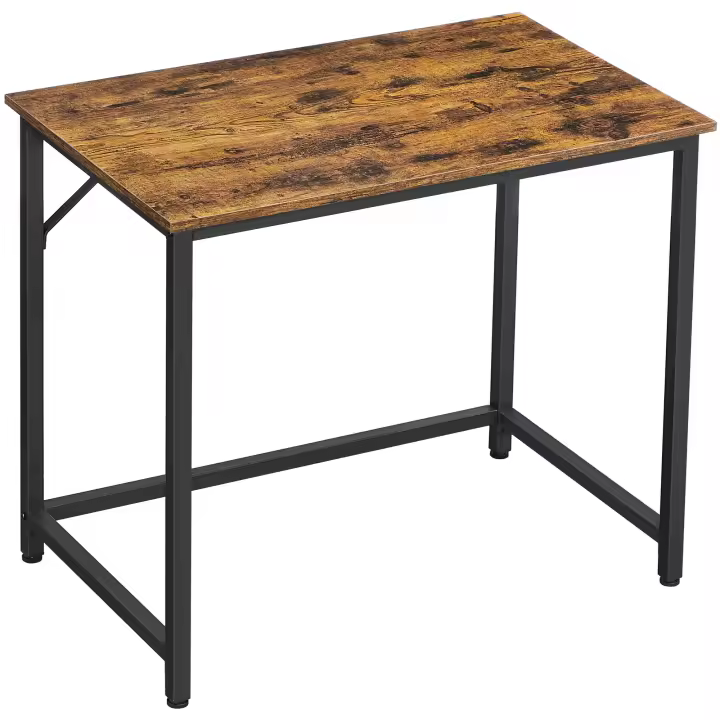 VASAGLE Escritorio, Mesa Oficina Pequeña y Estación Trabajo, Mesa para Teletrabajo, Estudio, Dormitorio, 50 x 80 x 76 cm, Estilo Industrial, Estructura Metal, Marrón Rústico y Negro Tinta/Blanco Arce y Blanco Nube - 1