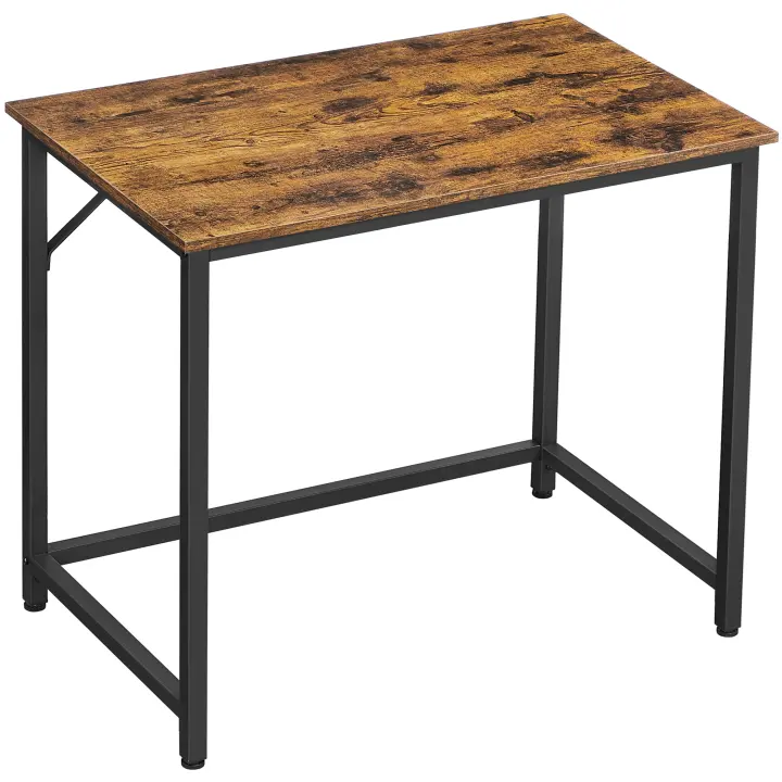 VASAGLE Escritorio, Mesa Oficina Pequeña y Estación Trabajo, Mesa para Teletrabajo, Estudio, Dormitorio, 50 x 80 x 76 cm, Estilo Industrial, Estructura Metal, Marrón Rústico y Negro Tinta/Blanco Arce y Blanco Nube - 1