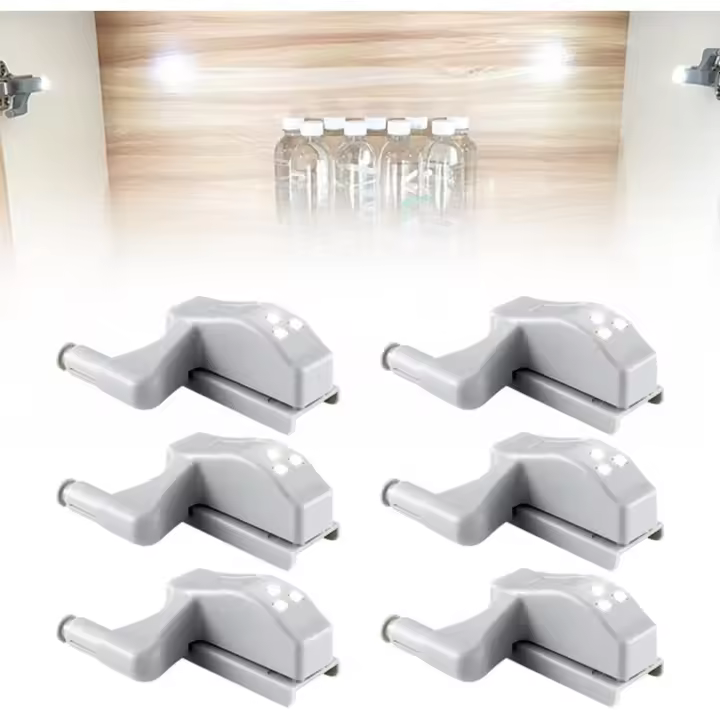 Luz LED con bisagra, luz LED con sensor de bisagra para armario, lámpara de noche para armario, (luz blanca, 6 piezas) - 1
