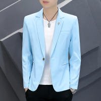 Traje Rosa Slim Fit Para Hombre Estilo Coreano Moda Casual Primavera Otoño Traje De Calle Elegante Con Solapa Única - details 5