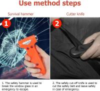 Martillo De Seguridad Para Coche 2 En 1 Herramienta De Rescate En Accidentes Rompe Vidrio Y Escape De Emergencia Para Auto - details 4
