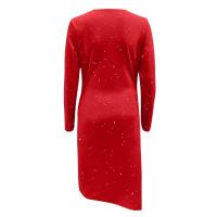 Vestido Elegante Para Mujer De Midi Con Cuello En V Manga Larga Y Aterciopelado Para Fiesta De Noche Y Banquete Vestido De Cocodrilo Con Abertura En La Pierna - details 4
