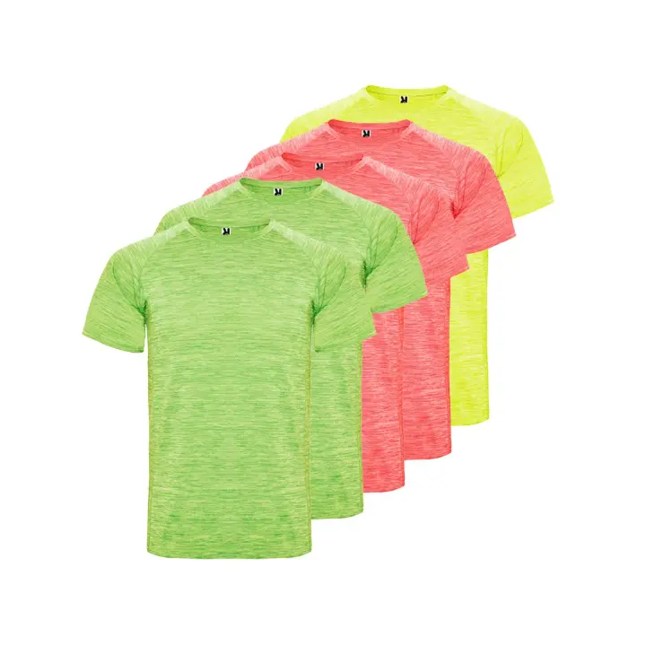 Roly - Pack de 5 camisetas técnicas de manga corta Roly Austin (Entrega en 48 horas) – Varias Tallas – Varios Colores – 100% poliéster, cuello redondo, manga raglán, tejido transpirable, secado rápido, camiseta deportiva, camiseta técnica, camiseta fit - 1