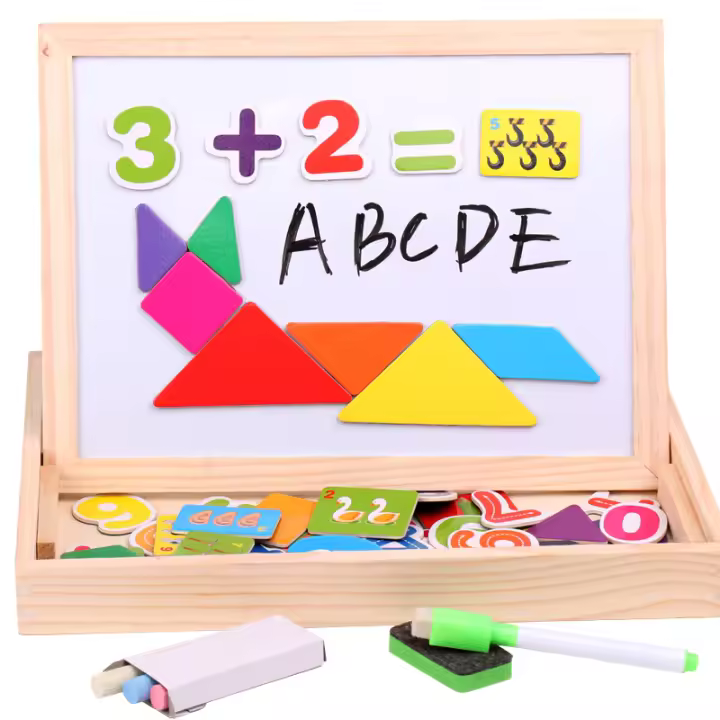 Tablero Magnético De Madera Para Niños Con Puzzle De Animales Multifuncional Tablero De Escribir Y Dibujar like De Aprendizaje Educativo Juguete Para Niños - 1