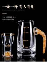Juego De 7 Copas Pequeñas De Vino Con Película De Oro Dispensador De Baijiu Cristal Transparente Para El Hogar Estilo Minimalista Moderno - details 1