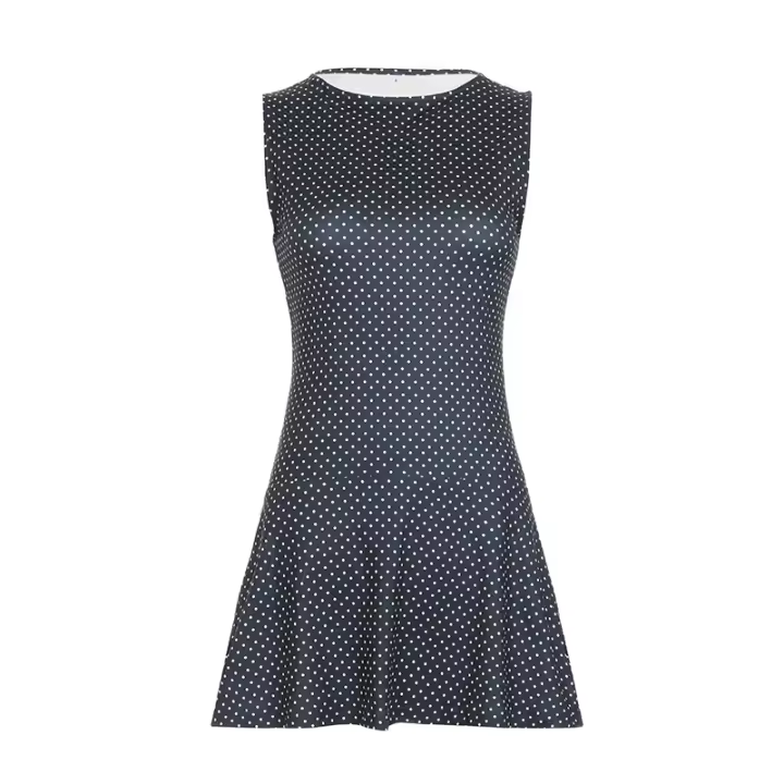 Vestido De Mujer Sin Mangas Con Puntos Slim Fit Elegante Casual Para Oficina Moda Trendy Largo Mini Estampado De Puntos - 1