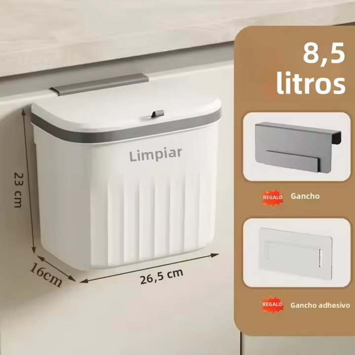 Bandeja De Cocina 12L Montada En La Pared Con Tapa Caja De Basura Ecológica Para Armario Encima De La Fregadero Recipiente Para Compostaje - 1
