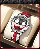 Reloj De Cuarzo LIGE 2025 Para Hombre Creativo Con Correa De Cuero Resistente Al Agua Diseño De Payaso Moda Casual Reloj Hombre - details 4