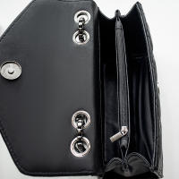 Bolso De Hombro De Lujo Negro Para Mujer De Cuero PU Con Trenzado Y Borla Bolso Bandolera Con Patrón Cuadrado Bolsa De Mano Con Cierre De Hasp - details 4
