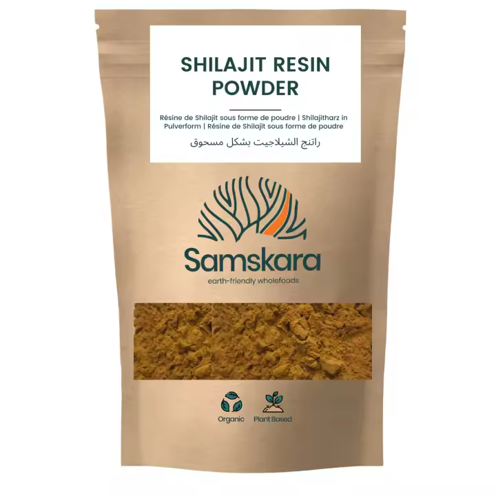 Shilajit Mumijo Polvo, Fuente Natural de Ácido Fúlvico  por Samskara  100g x 1 para Energía, Función Congnitiva, Aumenta el Rendimiento Testos  Usar como Té  Ayurvédico  LOTE 2024 Frescura 100%. - 1