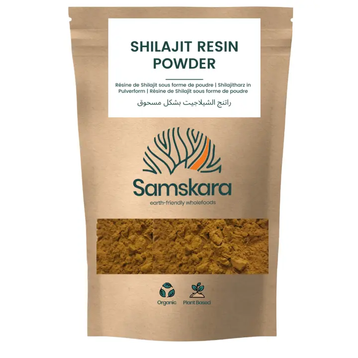 Shilajit Mumijo Polvo, Fuente Natural de Ácido Fúlvico  por Samskara  100g x 1 para Energía, Función Congnitiva, Aumenta el Rendimiento Testos  Usar como Té  Ayurvédico  LOTE 2024 Frescura 100%. - 1