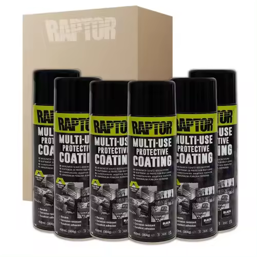 DISPIVAL 6 x SPRAY PINTURA RAPTOR 1K NEGRO 450 ML - 1