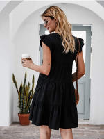 Vestido Mini Elegante Para Mujer Con Volantes Estilo Harajuku Casual Sin Mangas Cuello Redondo A-Line Vintage Para Playa Y Fiestas - details 9