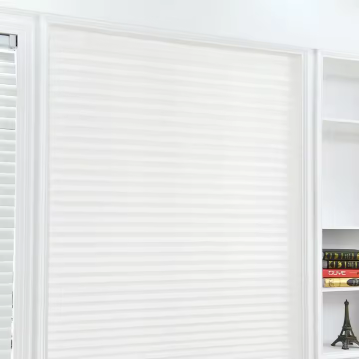 Cortina De Ventana No Tejida Con Pliegues Autoadhesiva Medio Blackout Para Escritorio Y Balcón Sin Cordones Filtración De Luz Cortina Clásica De Poliéster Algodón - 1