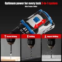 21V Brushless Drill Electric Screwdriver 70N.M Cordless Power Driver Multi-function 2 Speed Adjustable Power Tools for Makita 21V Battery - details 4