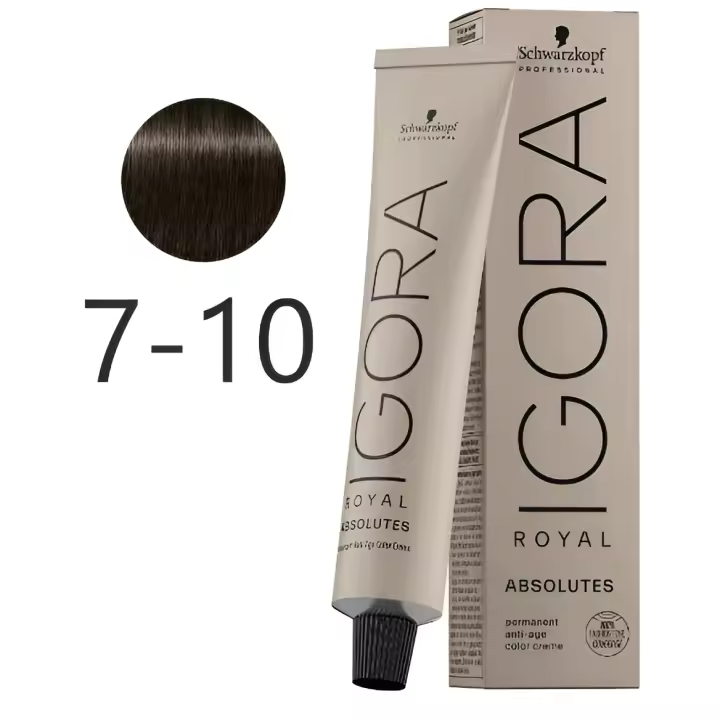 SCHWARZKOPF IGORA Royal Absolutes 7-10 Rubio Medio Ceniza Natural Cuidado del Cabello 60 ml - 1
