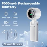 Mini ventilador portátil de mano, ventilador de turbina de viento potente plegable, batería de 3600mah y velocidad de 50000rpm, ventilador personal recargable usb, velocidad de 5 marchas, pantalla digital, adecuado para acampar al aire libre para hombres - details 3