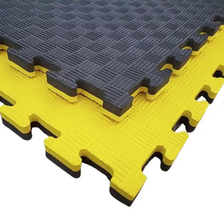 Fitness Tech Tatami Profesional Puzzle 100x100x4 cm Negro y Amarillo Suelo - 1
