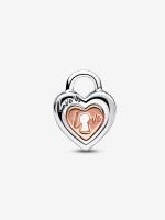 Pandora - Charm de corazón divisible with Candado bicolor - Plata de Lei, Baño de Oro Rosa de 14 K - details 0