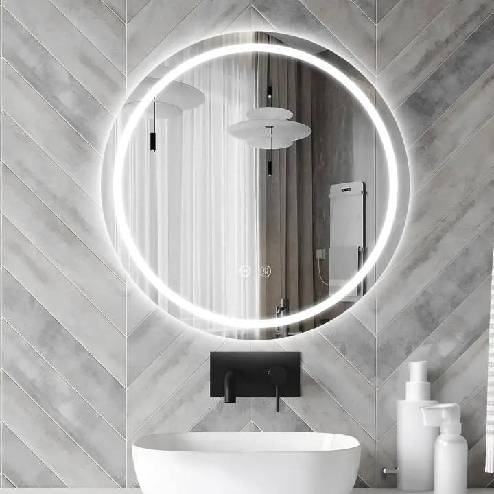 LED Espejo de baño, Espejo de baño con iluminación con 3 Colores de luz Regulables, Espejo de baño con función de Memoria e Interruptor táctil - 1