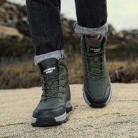 Botas De Invierno Para Hombre Con Piel Fuerte Antideslizante Impermeable Altura Del Tacón Medio Cordones Material De Suela De Goma - details 14