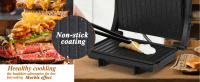 Aigostar Sandwicheras y Panini, Parrilla Eléctrica, Grill (Apertura de 180º, Placas Antiadherentes, 1000W) - details 1