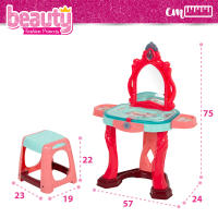 COLORBABY - Tocador de maquillaje para niñas 57x24x75 cm con taburete 22 cm, luz y sonido, secador de juguete, diadema, pintalabios, perfume, esmaltes, collar, pulseras, peine, anillos, tocadores infantiles, juguetes niña 3 años - details 3