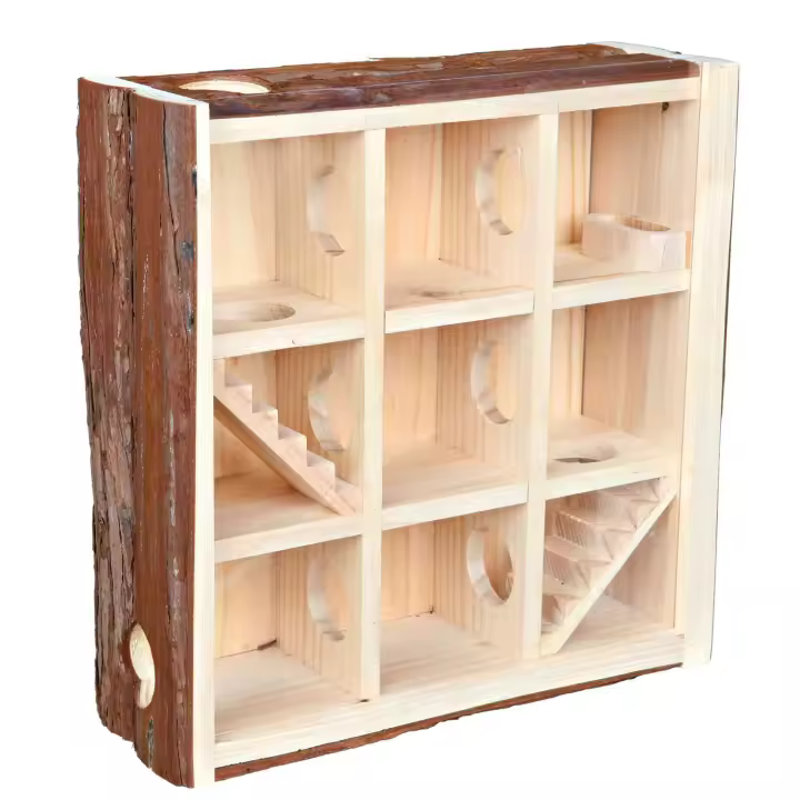 Trixie Torre de Juegos Natural Living para Mascotas Pequeñas de Madera Natural con 3 Plantas y 9 Habitaciones - 1