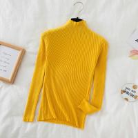 Suéter De Mujer Con Volantes Y Cuello Bajo Largo Manga Larga Tejido Básico Solido Rayado Para Otoño Invierno Top Casual - details 28
