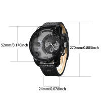 Reloj De Hombre CAGARNY 6819 Clásico Grande Cuero Resistente Al Choque Con Indicador De Fecha Y Agujas Marcadores Arábigos Reloj Casual Para El Día - details 7