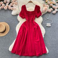 Vestido Elegante Para Mujer Verano 2024 Manga Suelta Vintage Fiesta Moda Coreana Vestidos A-Line Cuello Cuadrado Midi Sin Capucha - details 0