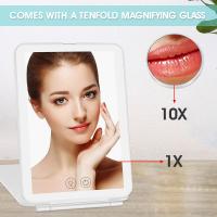 Espejo De Maquillaje LED Plegable Con Pantalla Táctil Y Luz Magnificación De 10X Para Viajes Espejo De Vestíbulo Con Control Remoto Y Función De Almacenamiento - details 2