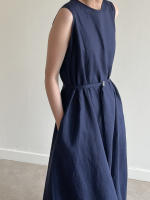 Vestido Largo Vintage De Algodón Y Lino Para Mujer REALEFT Sin Mangas Estilo Casual Suelto Con Cinturones Verano 2025 - details 20