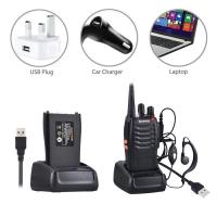 4 walkie-talkies bidireccionales UHF 400-470 MHz con auriculares originales, transmisor FM portátil de 16 canales, color negro - details 2