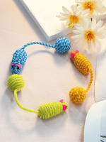 Juguete Para Gatos Tejido Ratón Con Cola Y Bola De Pelota Juguetes Ruidosos Para Divertir a Tus Mascotas Material De Nylon - details 0