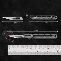 Cuchillo De Push Mini De Aleación De Titanio Utilidad Multiusos Para Desempaquetar Y Cortar Papel Herramienta Portátil De Exterior Con Cadena De Llaves - details 6
