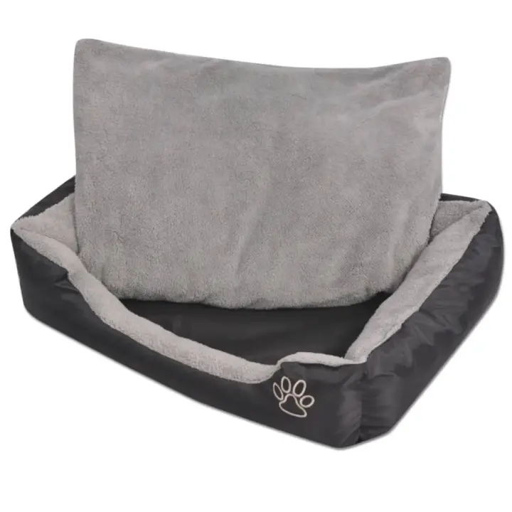 vidaXL Cama para Perro con Cojín Acolchado M Tela Oxford Pelo Sintético Color Gris,  Negro, y mas - 1