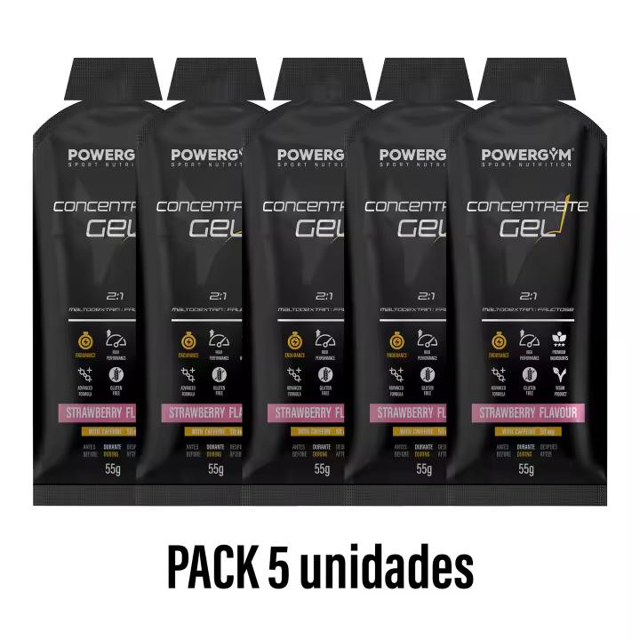 POWERGYM  PACK DE 5 - CONCENTRATE GEL 55 g  - Gel energético para deportistas a base de maltodextrina + fructosa + salt - Ratio 2:1 - 1