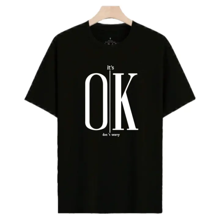 Camiseta Casual Para Hombre Con Estampado Gráfico Ok Conciso Manga Corta Cuello Redondo T-Shirts De Algodón Para Verano - 1
