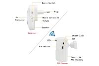 Alarma de entrada Hommyfine, sistema de alarma inalámbrico con detector de movimiento, velocidad de acceso, timbre de movimiento con 38 tonos de llamada, alarma de entrada con pantalla LED azul - details 3