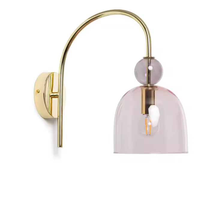 LEDKIA LIGHTING - Lámpara de Pared Baudelaire | Diseño Elegante Vintage | Compatible con Bombilla E14 | Cristal y Metal Duradero | Ideal para Salón y Dormitorio, Rosa, Cristal - 1