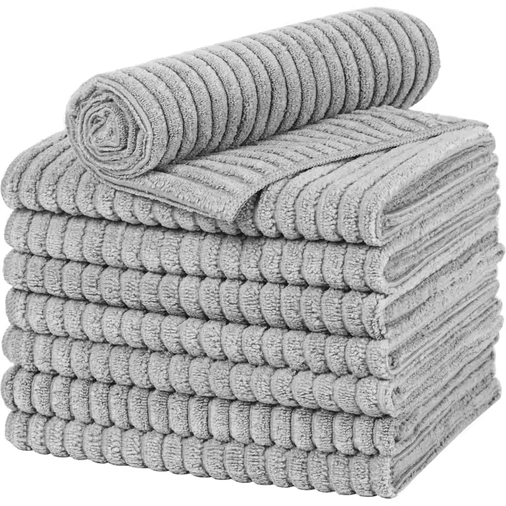 Paños de cocina de microfibra, gruesos, suaves, superabrsorbentes y sin pelusas, 45x65 cm, 8 unidades, Color gris - 1