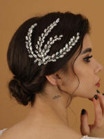 Accesorio Diario Para El Cabello De Mujer En Color Plata Con Hojas De Cristal Headpiece Para Boda Joyería De Cabeza - details 2