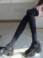 3 Pares De Calcetines Alta Moda Lolita Para Mujer Estilo Blanco Negro Solido Tipo De Calcetines: Media Caña Y Pies Largos - details 6